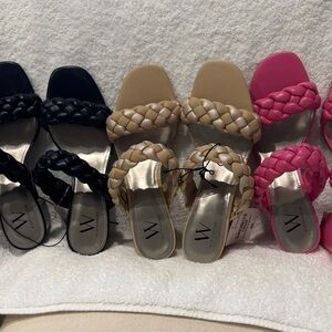 Bundle of Worthington Braided Sandals in Black, Tan, and Pink NWT